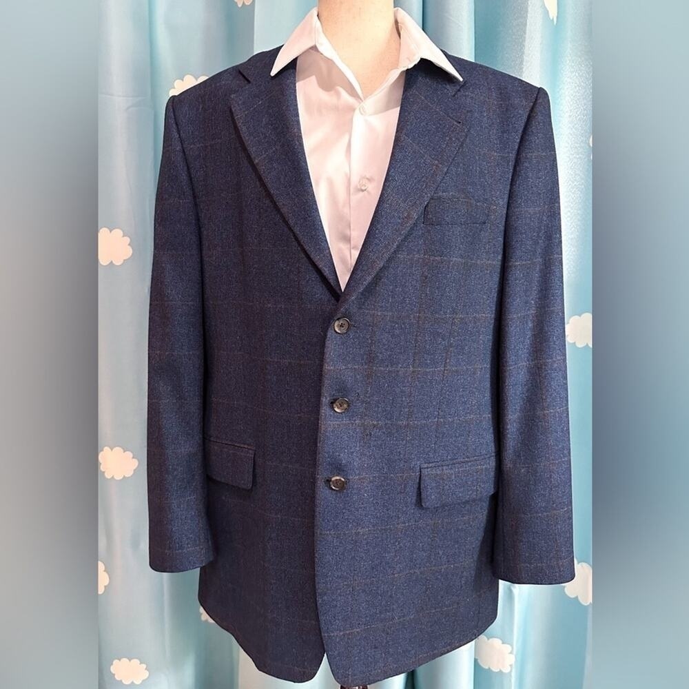 Bruno Piattelli windowpane wool Sportcoat. 43L - Picture 10 of 12